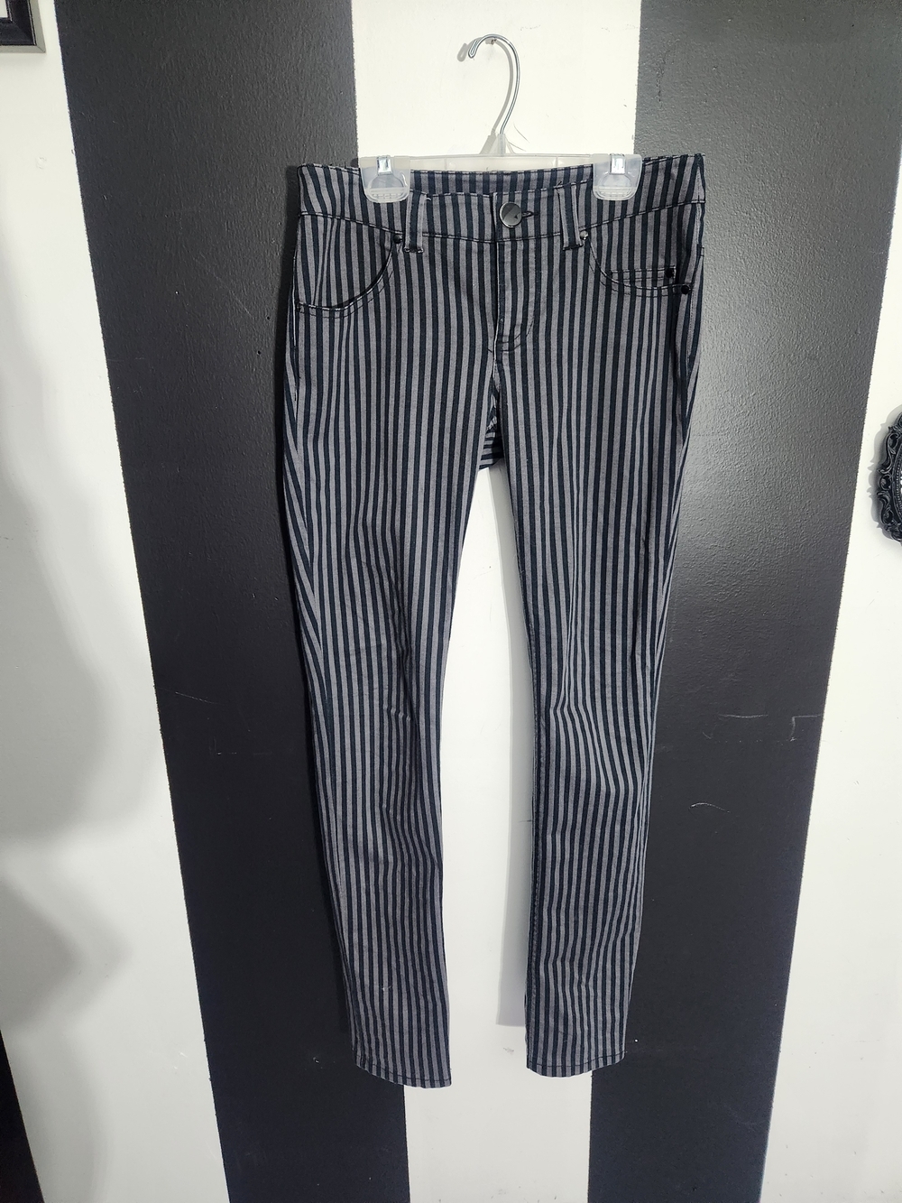 Divided Women's Black and Gray Pinstripe Skinny Jeans